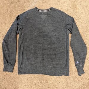 Champion Mens XL French Terry Crew Neck Sweatshirt Heather Gray Cotton Blend